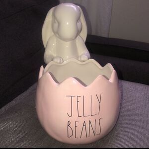 Rae Dunn Ceramic 11in JELLY BEANS Cracked Egg Bunny Planter New in Box